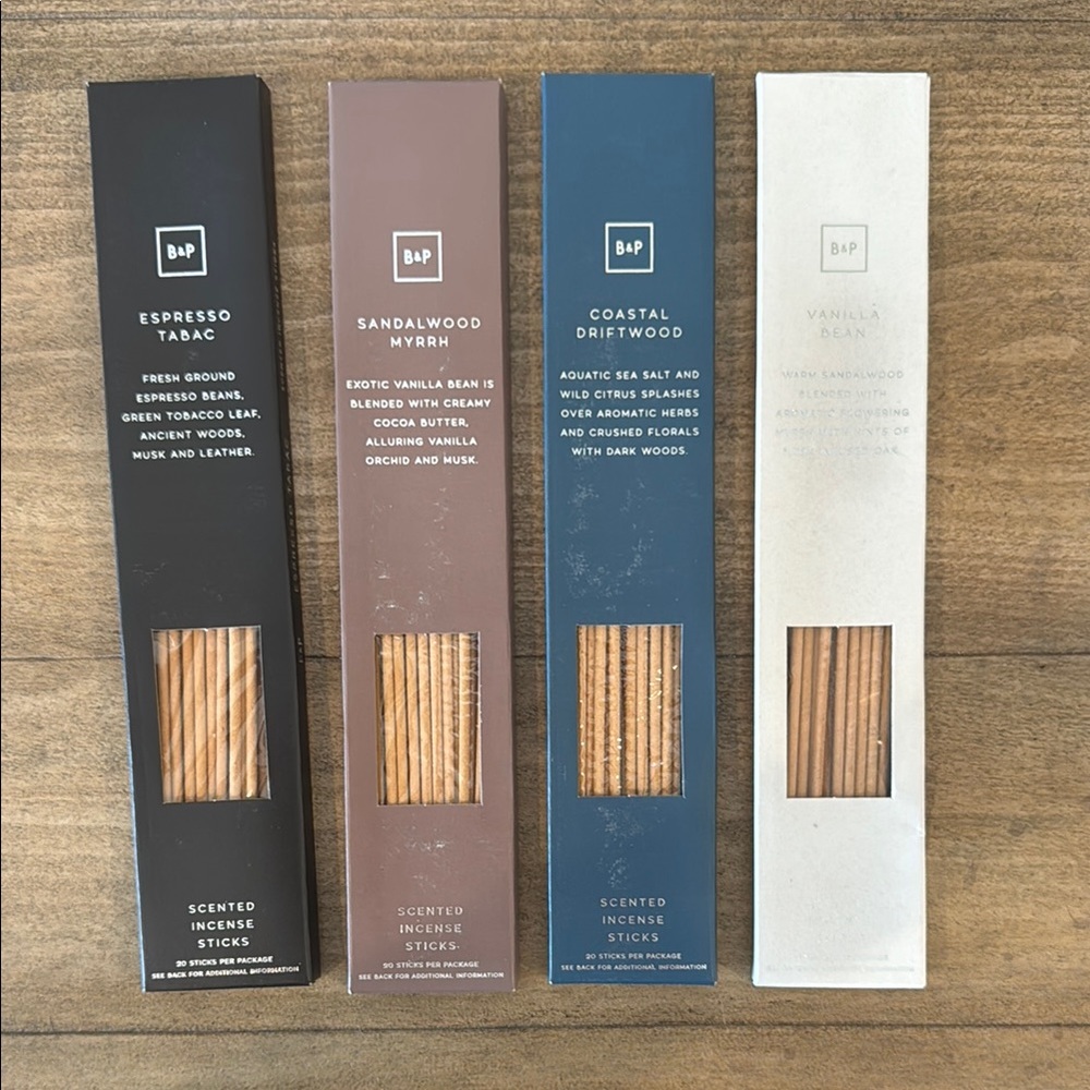 B&P incense sticks. 20 sticks of each scent.